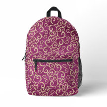 金ゴールド&パープルピンクダマスク可愛いパタモノグラムのーン