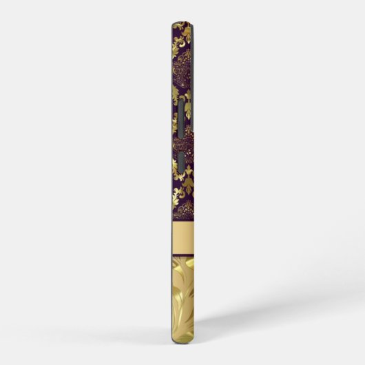 金ゴールド&パープルフローラダマスクモノグラムライフプルーフiPh Samsung Galaxyケース (右側面)