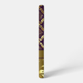 金ゴールド&パープルフローラダマスクモノグラムライフプルーフiPh Samsung Galaxyケース (左側面)