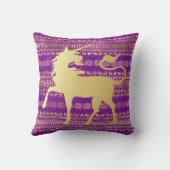 金ゴールド&パープルボヘミアンパターン&ユニコーン クッション (裏面)