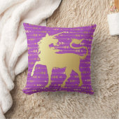 金ゴールド&パープルボヘミアンパターン&ユニコーン クッション (ブランケット)