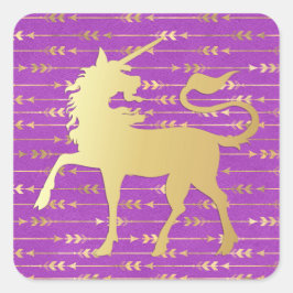 金ゴールド&パープルボヘミアンパターン&ユニコーン スクエアシール