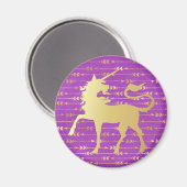 金ゴールド&パープルボヘミアンパターン&ユニコーン マグネット (正面/裏面)