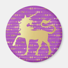 金ゴールド&パープルボヘミアンパターン&ユニコーン マグネット