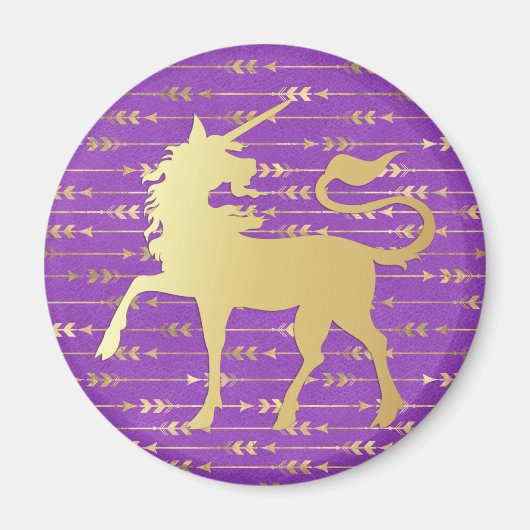 金ゴールド&パープルボヘミアンパターン&ユニコーン マグネット (正面)