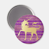 金ゴールド&パープルボヘミアンパターン&ユニコーン マグネット (正面/裏面)