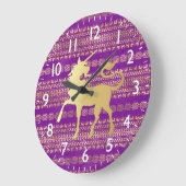 金ゴールド&パープルボヘミアンパターン&ユニコーン ラージ壁時計 (傾斜)