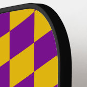 金ゴールド&パープルマルディグラ市松模様にス模様 ピックルボールラケット (左詳細)