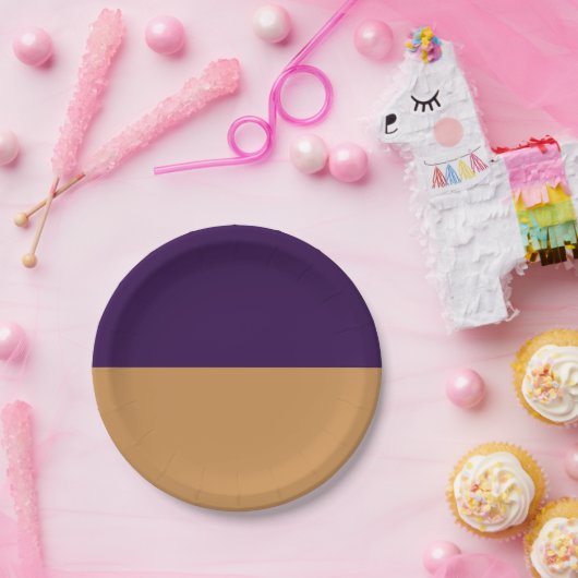 金ゴールド&パープ王室のルストライプ誕生日パーティー ペーパープレート (パーティー)