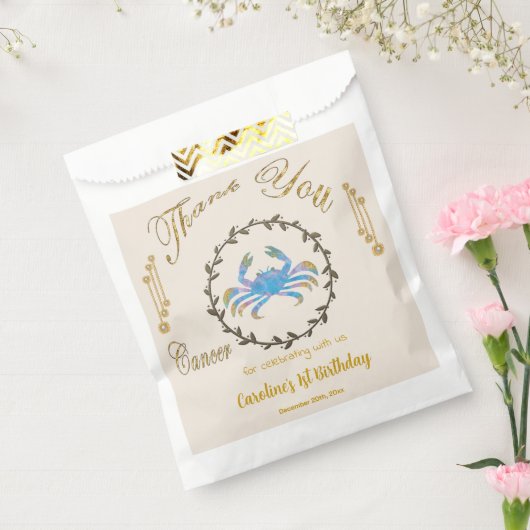 金ゴールド&パールがん1歳の誕生日ありがとう フェイバーバッグ (封をした状態)