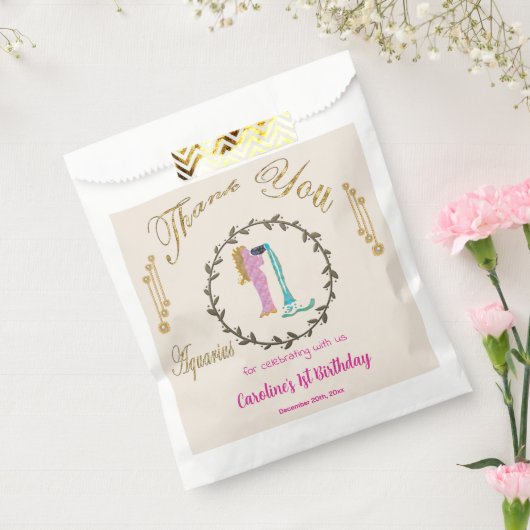 金ゴールド&パールアクエリアス1歳の誕生日ありがとう フェイバーバッグ (封をした状態)