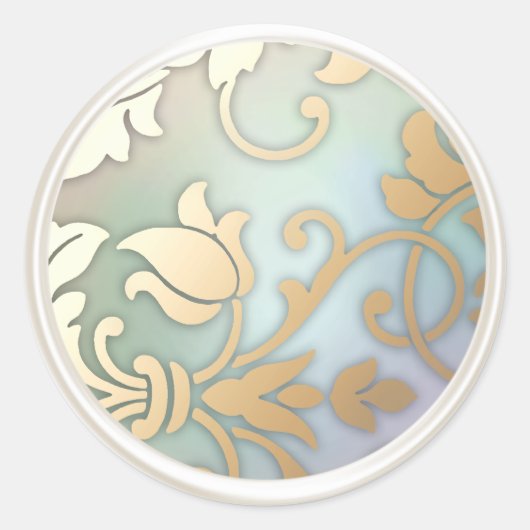 金ゴールド&パールダマスク封筒用シール ラウンドシール (正面)