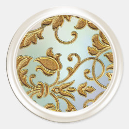 金ゴールド&パールダマスク封筒用シール ラウンドシール