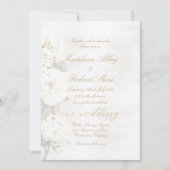 金ゴールド&パールホワイトデデモナバラ結婚 招待状 (正面)