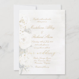 金ゴールド&パールホワイトデデモナバラ結婚 招待状