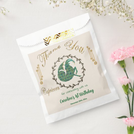 金ゴールド&パール山羊座1st誕生日ありがとう フェイバーバッグ (封をした状態)