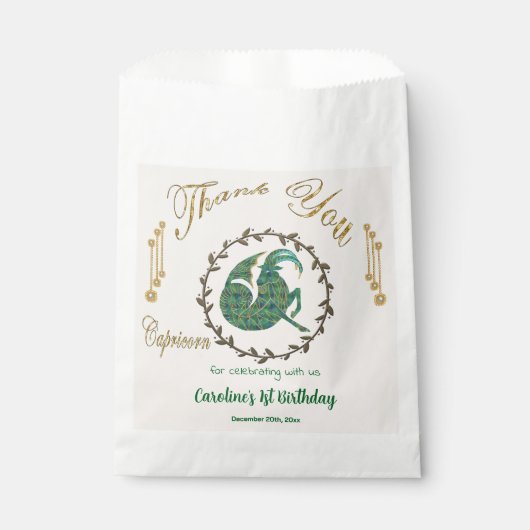 金ゴールド&パール山羊座1st誕生日ありがとう フェイバーバッグ (正面)