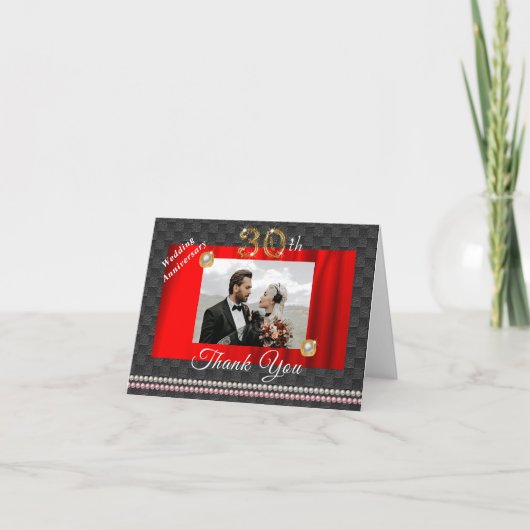 金ゴールド&パール30結婚周年記念 サンキューカード (正面)