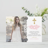 金ゴールド·ピンエレガントク·フローラ·ガールの確認 サンキューカード (スタンド正面)