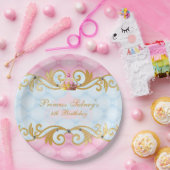 金ゴールド、ピンクおよび空色のプリンセスのパーティー ペーパープレート (パーティー)