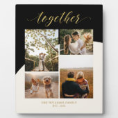 金ゴールド、ピンクとブラック |家族の写真コラージュ フォトプラーク (正面)