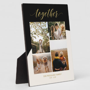 金ゴールド、ピンクとブラック  家族の写真コラージュ フォトプラーク