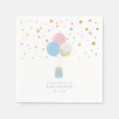 金ゴールド、ピンクとブルーの性別が赤ちゃんシャワーのナプキンを明らかにする スタンダードカクテルナプキン (正面)