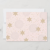 金ゴールド&ピンクウィンタースノーフレーク結婚のブライダルシャワー 招待状 (裏面)