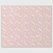 金ゴールド&ピンクエレガントのクリスマスサンタパターン ラッピングペーパー (フラット)