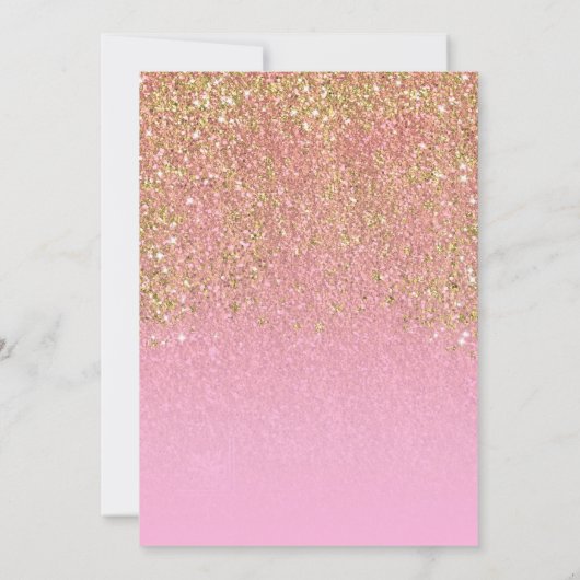 金ゴールド&ピンクグリッターグラムシャインスウィート16パーティー 招待状 (裏面)