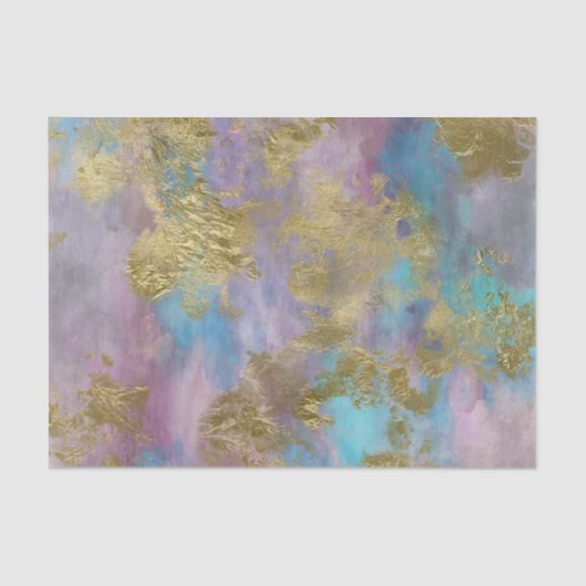 金ゴールド、ピンクスとブルース素晴らしデコペ紙 薄葉紙 (正面)