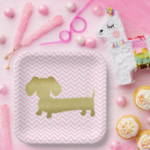 金ゴールド&ピンクダシュンドウィナードッグパーティープレート ペーパープレート (パーティー)