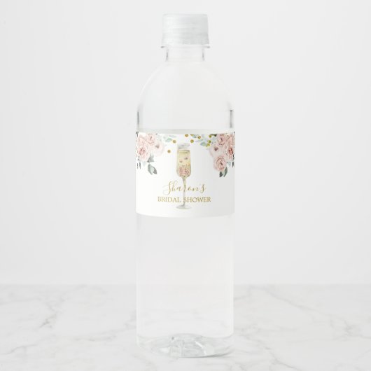 金ゴールド&ピンクダスティーバラソーリーブライダルシャワー ペットボトルラベル (正面)