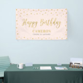 金ゴールド&ピンクハッピーバースデーパーティーバナー 横断幕 (トレードショー)