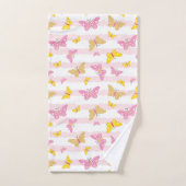 金ゴールド&ピンクバタフライ バスタオルセット (ハンドタオル)