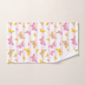 金ゴールド&ピンクバタフライ バスタオルセット (ハンドタオル)