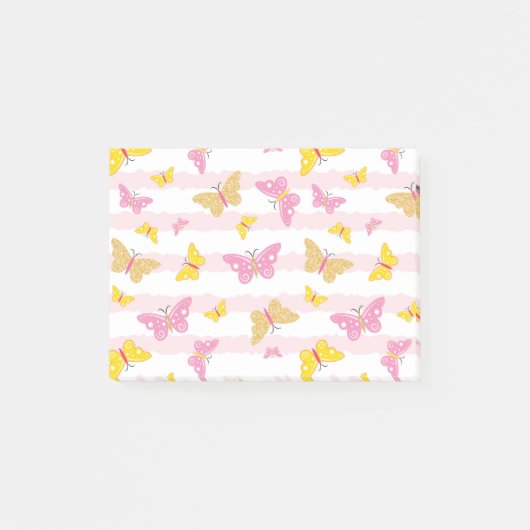 金ゴールド&ピンクバタフライ ポストイット (正面)