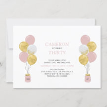 金ゴールド&ピンクバルーンモダン大人の誕生日パーティー