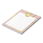 金ゴールド&ピンクブラシストロークモノグラムイニシャル ノートパッド (回転)