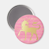 金ゴールド&ピンクボヘミアンパターン&ユニコーン マグネット (正面/裏面)