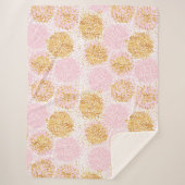 金ゴールド&ピンクポンポンパタンシャーパブランケット シェルパブランケット (正面)