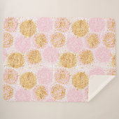 金ゴールド&ピンクポンポンパタンシャーパブランケット シェルパブランケット (正面(横))