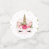 金ゴールド&ピンクユニコーンフラワー開花トレンディーかわいい コンフェッティ (スモール正面)