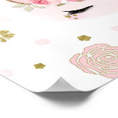 金ゴールド&ピンクユニコーンフラワー開花トレンディーかわいい ポスター (角)