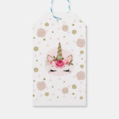 金ゴールド&ピンクユニコーンフラワー開花誕生日パーティー ギフトタグ (裏面)