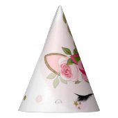 金ゴールド&ピンクユニコーンフラワー開花誕生日パーティー パーティーハット (左)