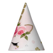 金ゴールド&ピンクユニコーンフラワー開花誕生日パーティー パーティーハット (右)