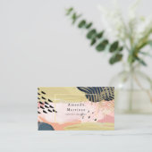 金ゴールド&ピンク抽象芸術モダン名刺 名刺 (スタンド正面)