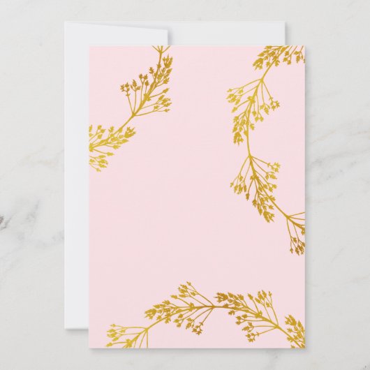 金ゴールド&ピンク私たち得は結婚した結婚式の後 招待状 (裏面)