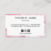 金ゴールド・ピンク・ウォーター・カラー・カ絵画リグラフィの（ばちゃばちゃ）跳ねる 名刺 (裏面)